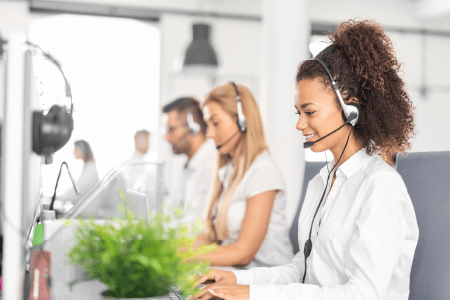 employees in a call center