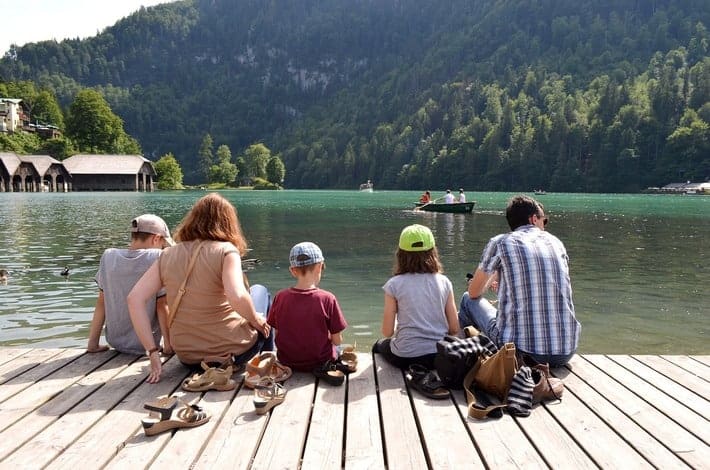 family on a pier