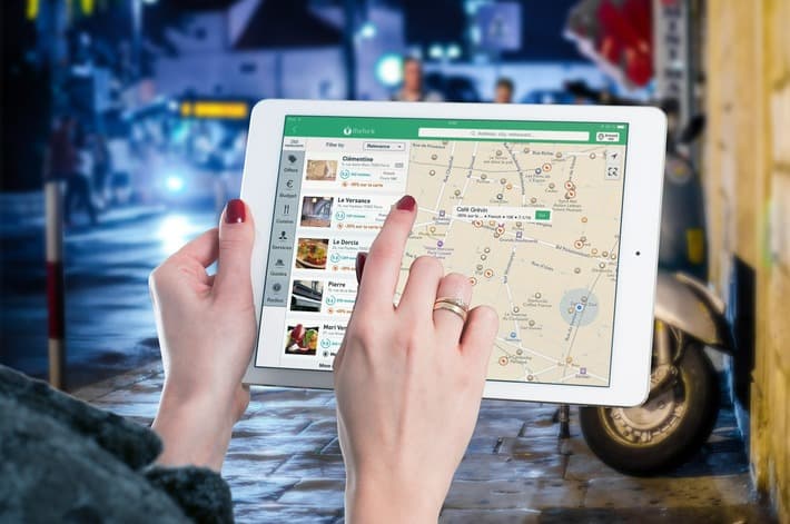 map app on a tablet
