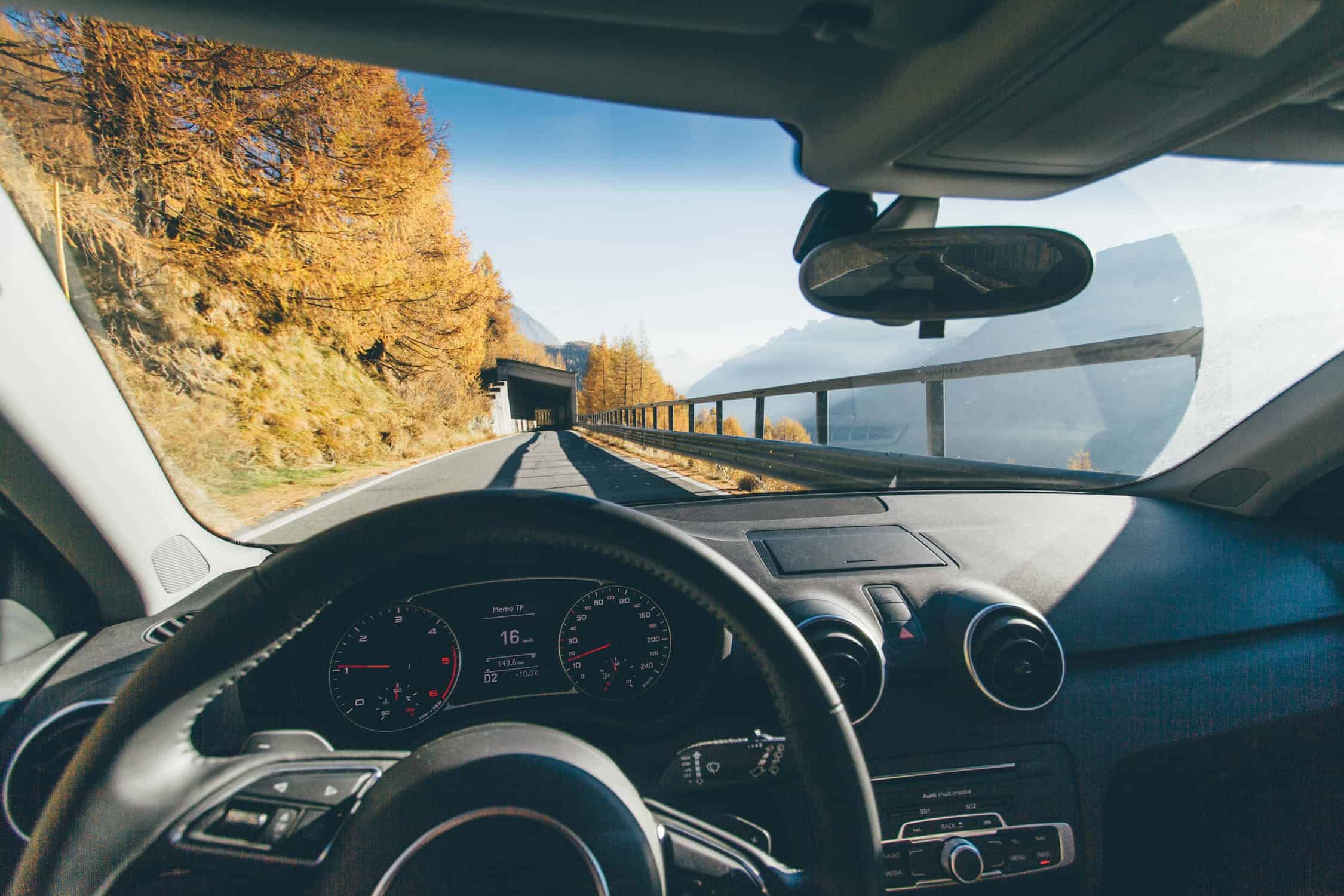 steering wheel and dash of a title loan car