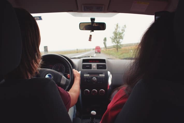 two women driving