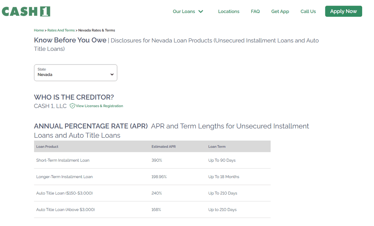 Cash 1 online loans