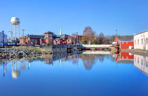 City view of Milford highlighting title loan options in the area