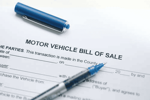 Details outlining the process of transferring a recently purchased vehicle’s title into the buyer’s name